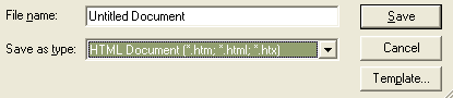 File type HTML has been selected