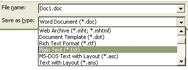 File menu --> Save As --> Save as type