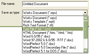 File menu --> Save As --> Save as type